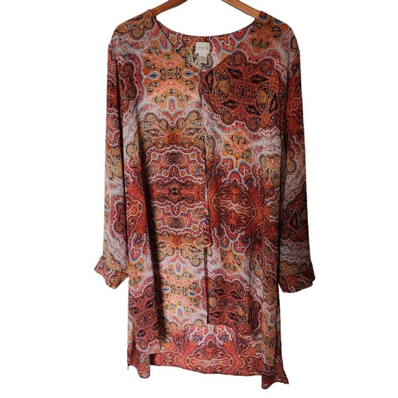 Chico's Women’s‎ Paisley Tunic Top Boho Floral Mandala Blouse size XXL 20 22 - Picture 2 of 14